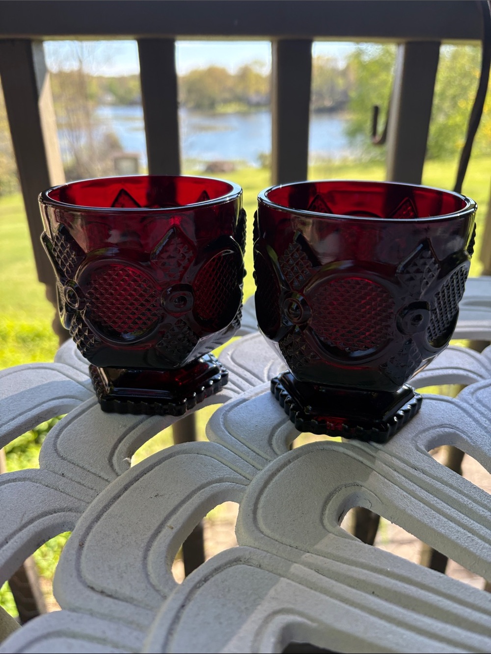 Avon Vintage Cape Cod Ruby Red Glass water tumbler. 2 available